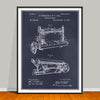 1885 Sewing Machine patent drawing on a blackboard background, unframed art print.