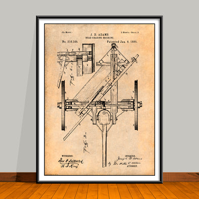 1885 Road Grader Patent Print - Unframed