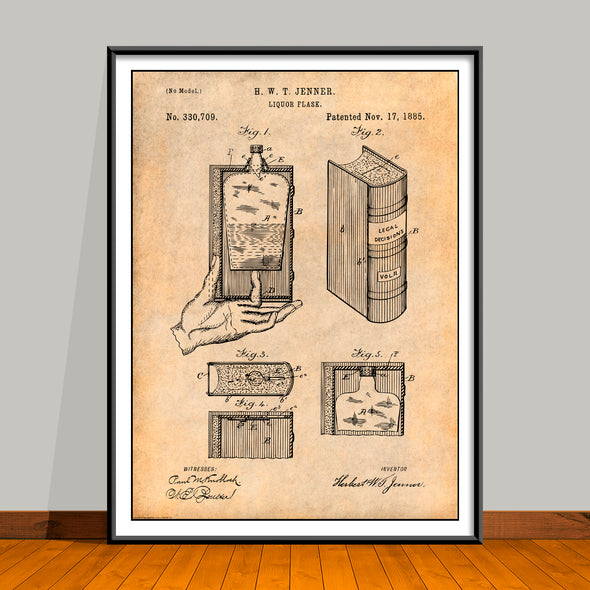 1885 Hidden Flask Patent Print - Unframed