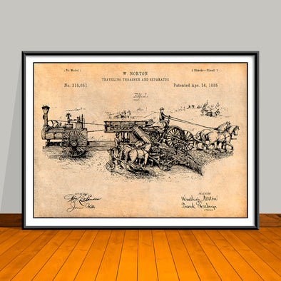 1885 Traveling Thrasher and Separator Patent Print - Unframed