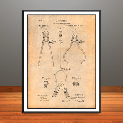 1886 Calipers and Dividers Patent Print - Unframed