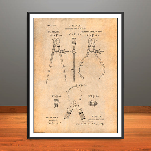 1886 Calipers and Dividers Patent Print - Unframed