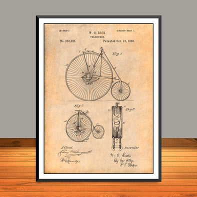 1886 Rich Velocipede Patent Print - Unframed