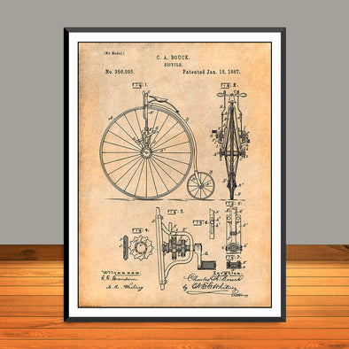 1887 Bouck Bicycle Patent Print - UNFRAMED