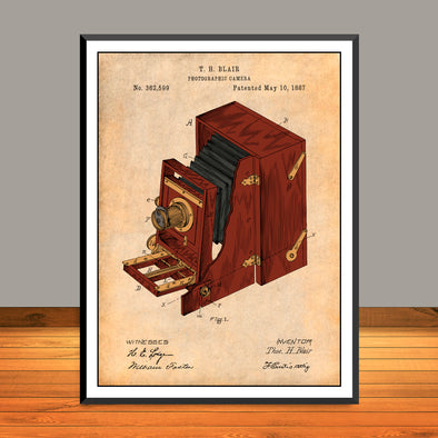 1887 Blair Photographic Camera Colorized Patent Print - Unframed