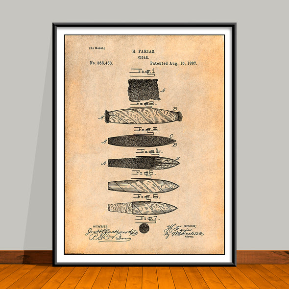 1887 Farias Cigar Patent Print - UNFRAMED