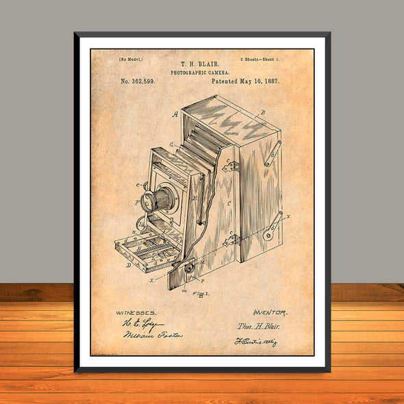 1887 Blair Photographic Camera Patent Print - UNFRAMED