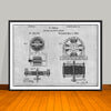 1888 Tesla Electro Magnetic Motor Horizontal Patent Print - Unframed