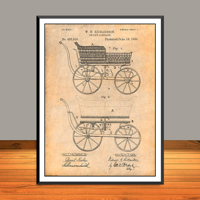 1889 W.H. Richardson Childs Carriage Patent Print - Unframed