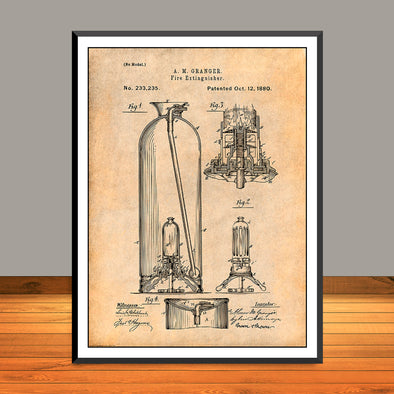 1890 Granger Fire Extinguisher Patent Print - Unframed