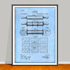 1891 Rolling Pin Patent drawing on a light blue background, unframed art print.