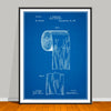 1891 Toilet Paper Roll Patent drawing on a blueprint background, unframed art print.