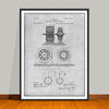 1891 Tesla Electro Magnetic Motor Patent Print - UNFRAMED