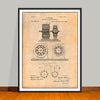 1891 Tesla Electro Magnetic Motor Patent Print - UNFRAMED