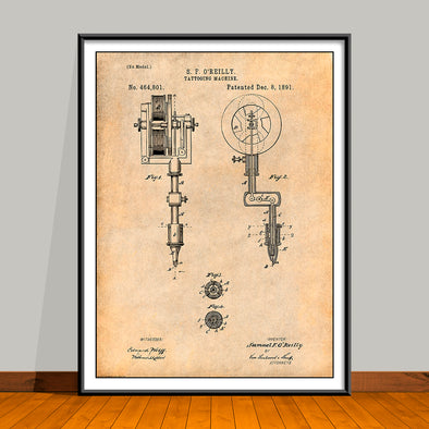 1891 Tattooing Machine Patent Print - Unframed