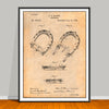 1892 Brown Horseshoe Patent drawing on an antique paper background, unframed art print.