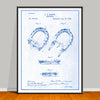 1892 Brown Horseshoe Patent drawing on a blueprint background, unframed art print.