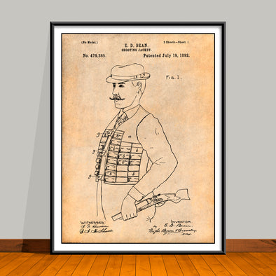 1892 Bean Hunting Shooting Jacket Patent Print - Unframed