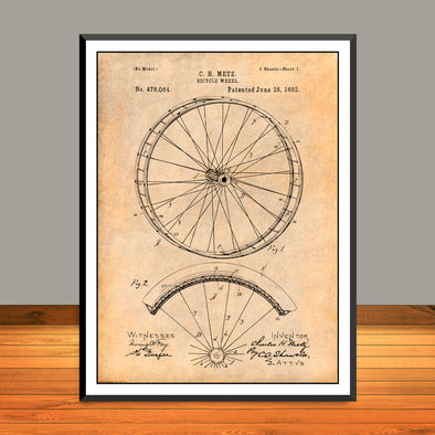 1892 Bicycle Wheel Patent Print - Unframed