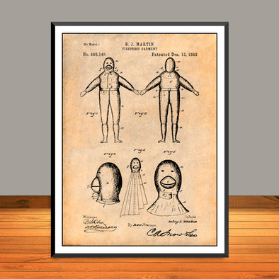 1892 Fireproof Garment Patent Print - Unframed