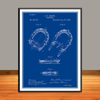 1892 O.E. Brown Horseshoe Patent Print - Unframed