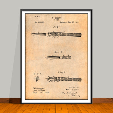 1892 Surgeons Scalpel Patent Print - Unframed