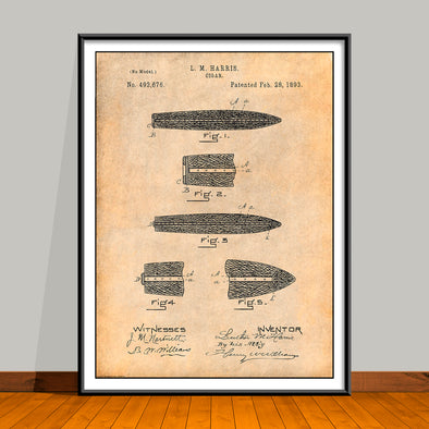 1893 Harris Cigar Patent Print - UNFRAMED