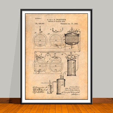 1893 Process of Making Beer Patent Print - Unframed