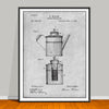 1894 Coffee Percolator Patent drawing on a gray background, unframed art print.