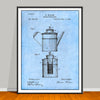 1894 Coffee Percolator Patent drawing on a light blue background, unframed art print.