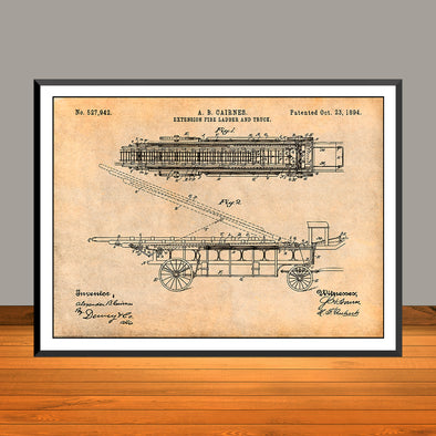 1894 Extension Ladder And Truck Patent Print - UNFRAMED