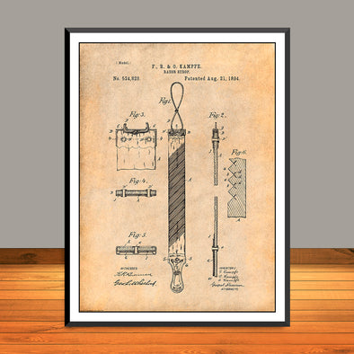 1894 Razor Strop Strap Patent Print - Unframed