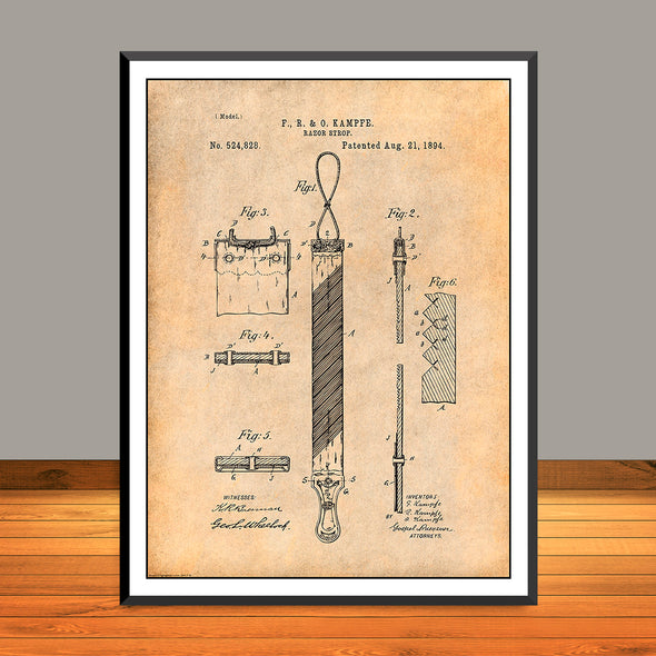 1894 Razor Strop Strap Patent Print - Unframed