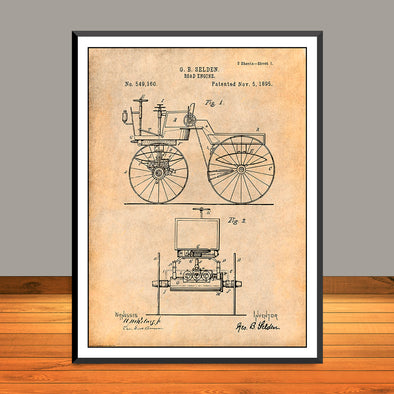 1895 Selden Road Engine Patent Print - UNFRAMED
