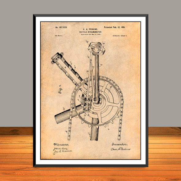 1896 Bicycle Dynamometer Patent Print - Unframed