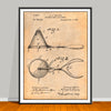 1897 Ice Cream Mold and Disher patent drawing on an antique paper background, unframed art print.