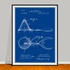 1897 Ice Cream Mold and Disher patent drawing on a blue background, unframed art print.