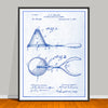 1897 Ice Cream Mold and Disher patent drawing on a blueprint background, unframed art print.