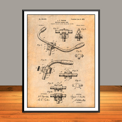 1897 Bicycle Handle Bars Patent Print - Unframed