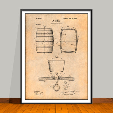 1897 Keg or Barrel Patent Print - Unframed