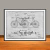 1898 Hunt Tandem Bicycle Patent Print - UNFRAMED