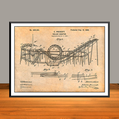 1898 Prescott Roller Coaster Patent Print - UNFRAMED