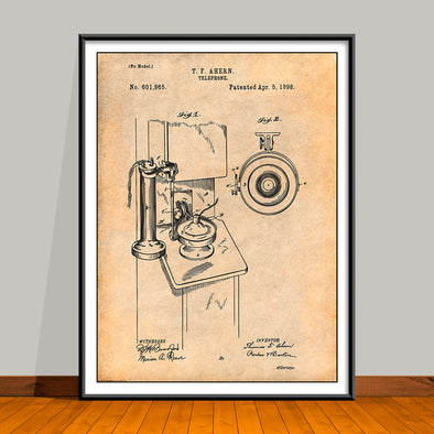1898 Ahearn Telephone Patent Print - Unframed