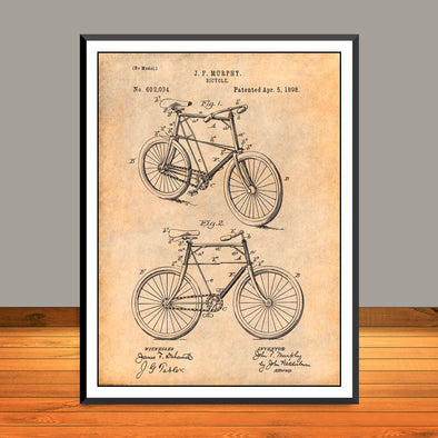 1898 Murphy Bicycle Patent Print - Unframed