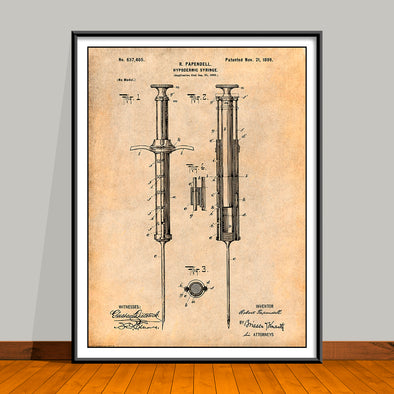 1899 Hypodermic Syringe Patent Print - UNFRAMED