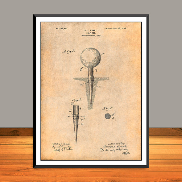 1899 G.F. Grant Golf Tee Patent Print - Unframed