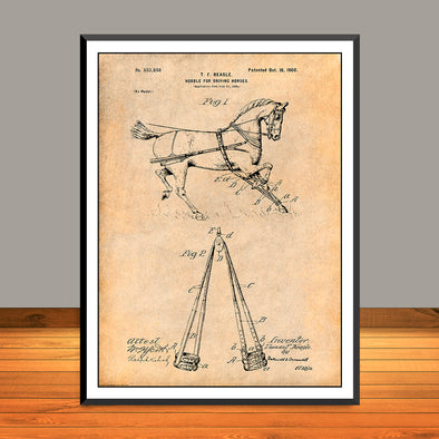 1900 Hobble For Driving Horses Patent Print - Unframed
