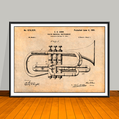 1901 Cornet Patent Print - Unframed