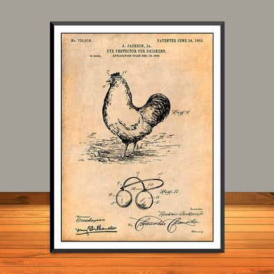 1902 Eye Protection For Chickens Patent Print - Unframed