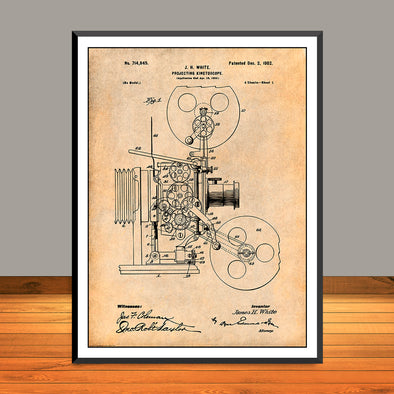 1902 Projecting Kinetoscope Patent Print - Unframed